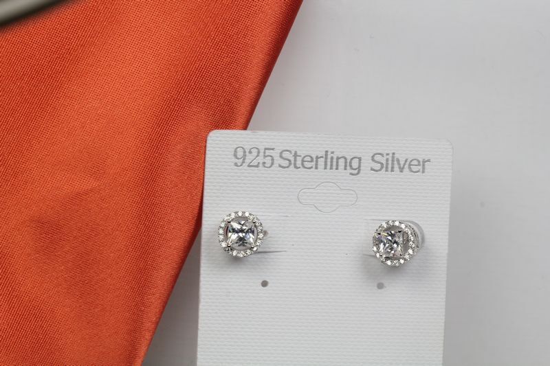 1.78 CTW/PR VERY UNIQUE NEW PAVE HALO STERLING SILVER 925 CZ STUD EARRINGS