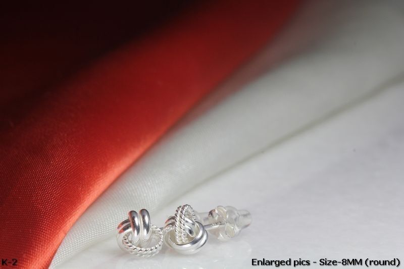 DUAL FINISH STERLING SILVER 925 BRAND NEW HIGH QUALITY KNOT STUD EARRINGS-8MM