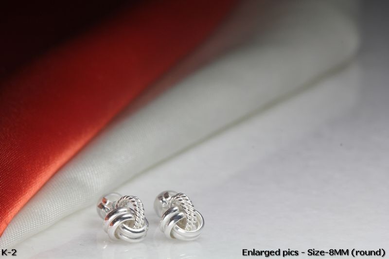 DUAL FINISH STERLING SILVER 925 BRAND NEW HIGH QUALITY KNOT STUD EARRINGS-8MM