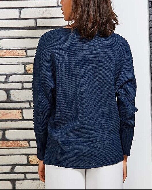 CCK Style  Women Indigo Rib-Knit Wool-Blend Sweater Size 8