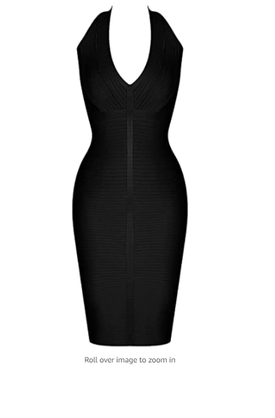 whoinshop Women 's Halter Deep V Neck Cocktail Party Dress Black XL