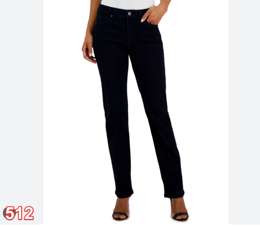 Anne Klein Women's Fly FRT 5-PKT Straight Leg, Indigo Rinse Slimming Smoothing 4