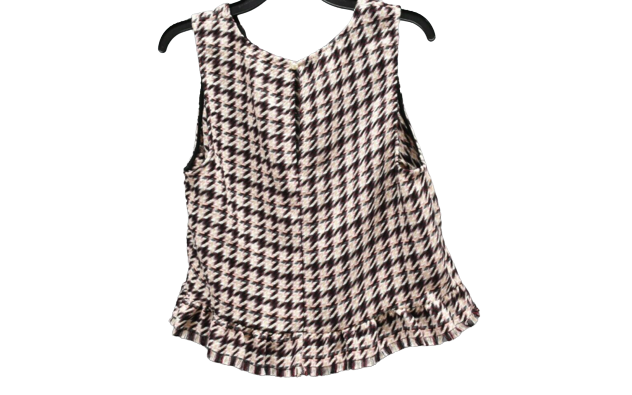 BCBGeneration Houndstooth Print Ruffle Hem Tank Top, Women's Size L, Multi-Color