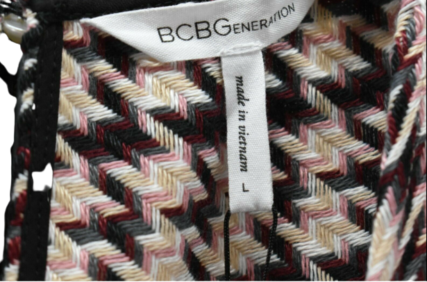 BCBGeneration Houndstooth Print Ruffle Hem Tank Top, Women's Size L, Multi-Color
