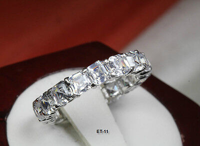 6.63 CTW CZ ETERNITY ASSCHER CUT ENGAGEMENT RING WEDDING RING~17 STNS~ET11~MX-T
