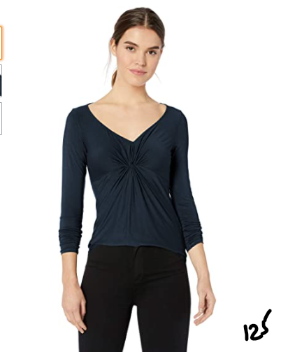 Three Dots Women's LD2777 Refined Jersey Twist TOP, Black, Small