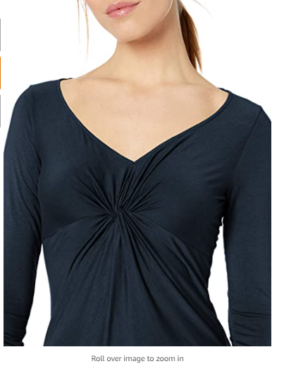 Three Dots Women's LD2777 Refined Jersey Twist TOP, Black, Small