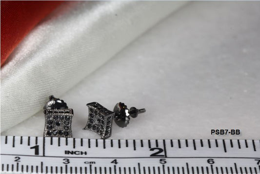 BLACK RHODIUM PLATED STERLING SILVER 925 29 BLACK CZS EACH 5MMX5MM STUD EARRINGS