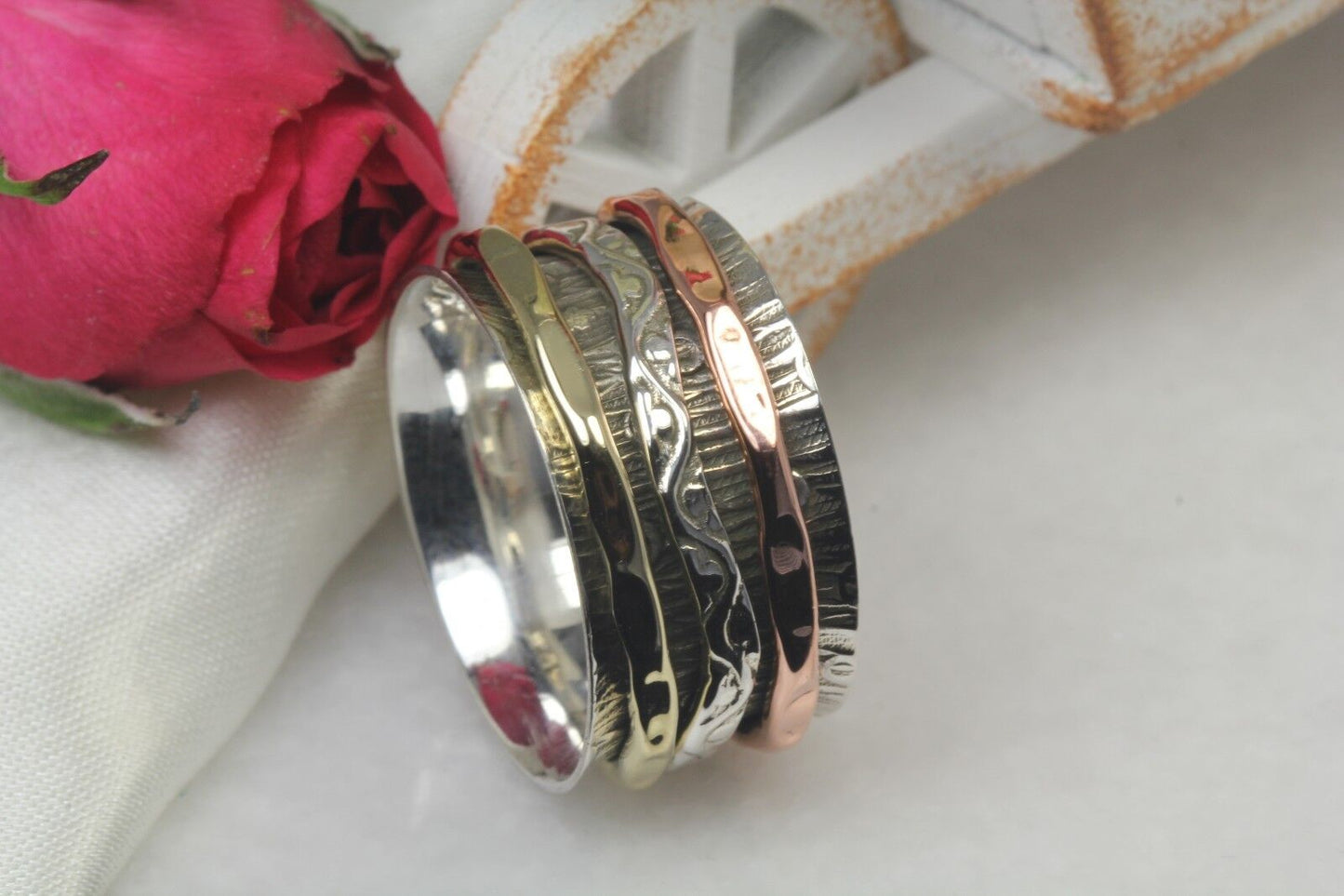 Wide Heavy Sterling Silver Spinner Ring Rose Gold Spinner Ring Gold Spinner Ring