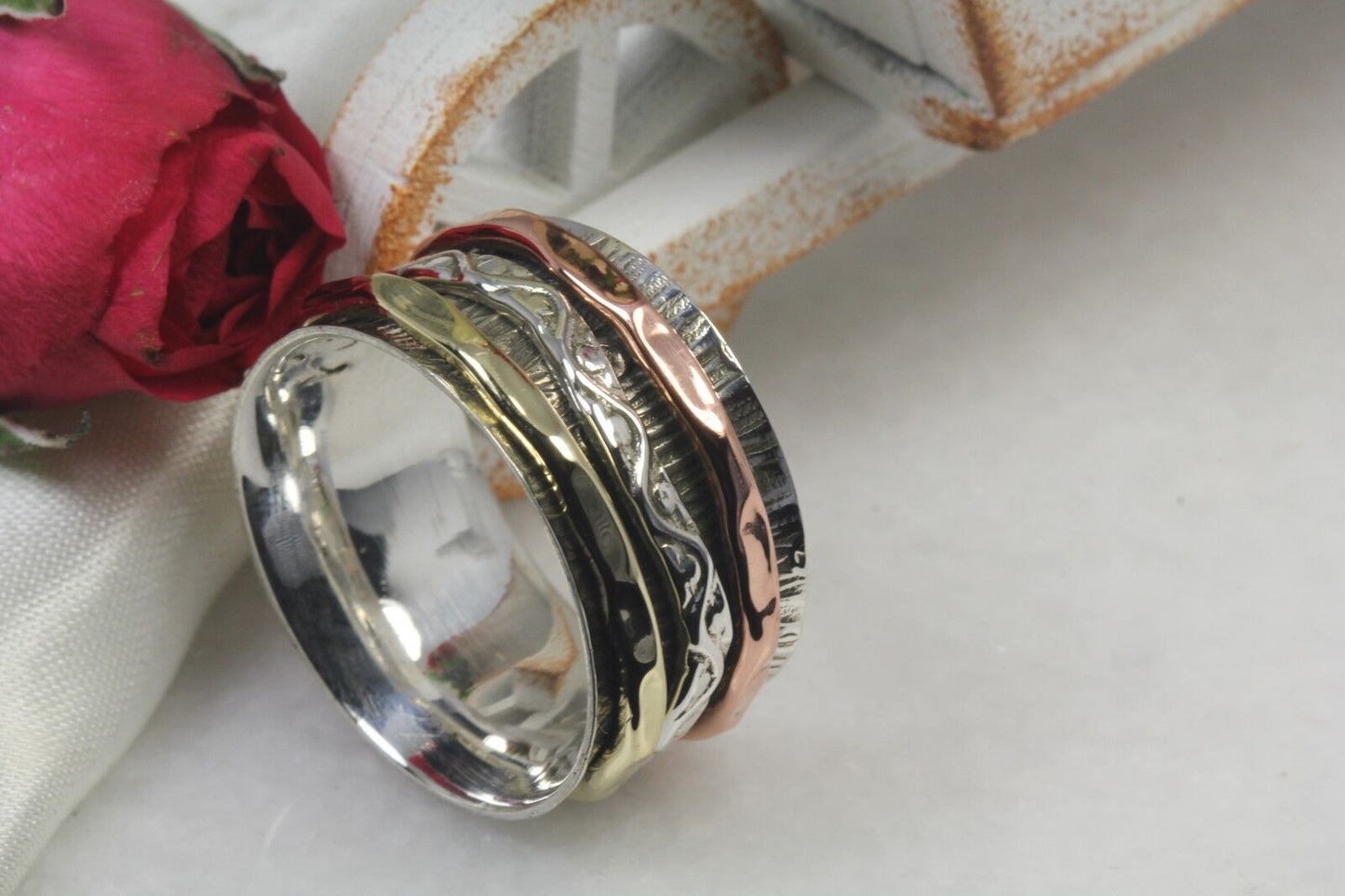 Wide Heavy Sterling Silver Spinner Ring Rose Gold Spinner Ring Gold Spinner Ring