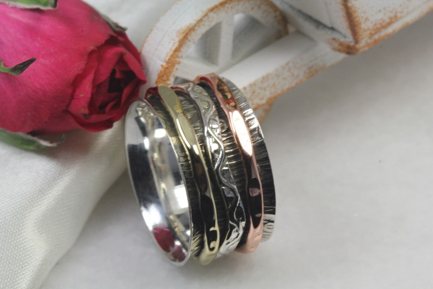 Wide Heavy Sterling Silver Spinner Ring Rose Gold Spinner Ring Gold Spinner Ring