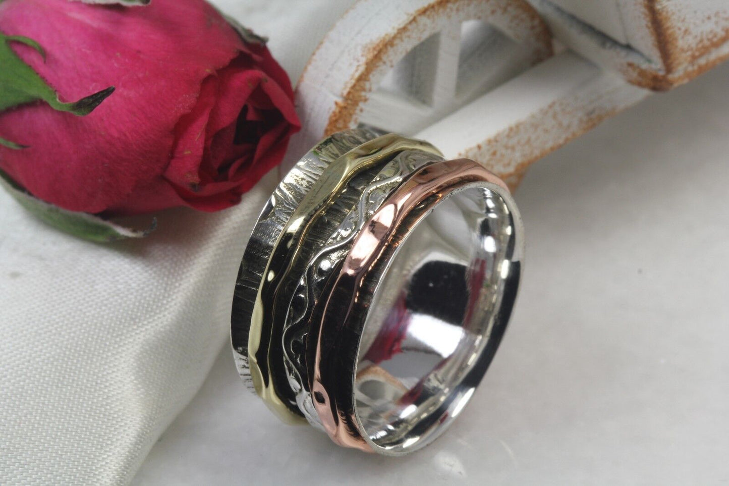 Wide Heavy Sterling Silver Spinner Ring Rose Gold Spinner Ring Gold Spinner Ring