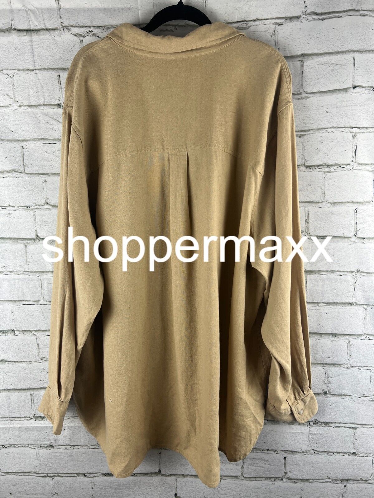 Women's Linen Long Sleeve Collared Button-Down Shirt - Universal Thread, Tan, 2