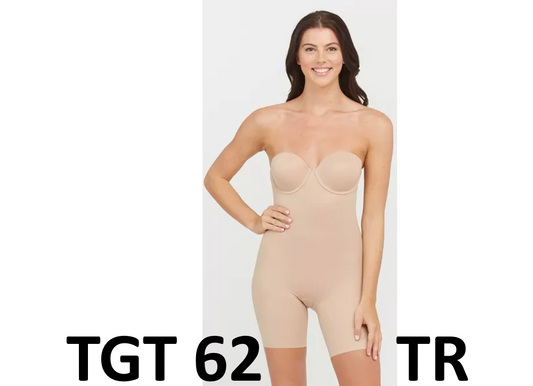 ASSETS by SPANX Women Flawless Finish Strapless Cupped Midthigh Bodysuit Beige S