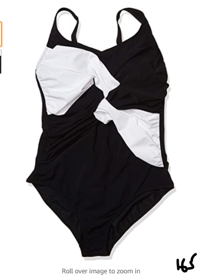 Amoena Women's Standard Aruba One Piece Swimsuit Black/White 14C