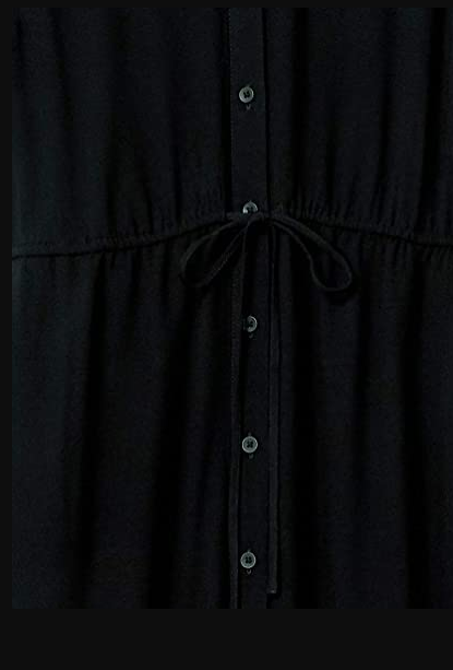 Amazon Essentials Women's Half-Sleeve Waisted Midi A-Line Dress Black L