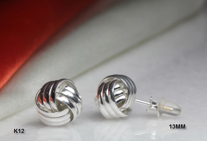 13MM SMOOTH FINISH STERLING SILVER 925 BRAND NEW HIGH QUALITY KNOT STUD EARRINGS