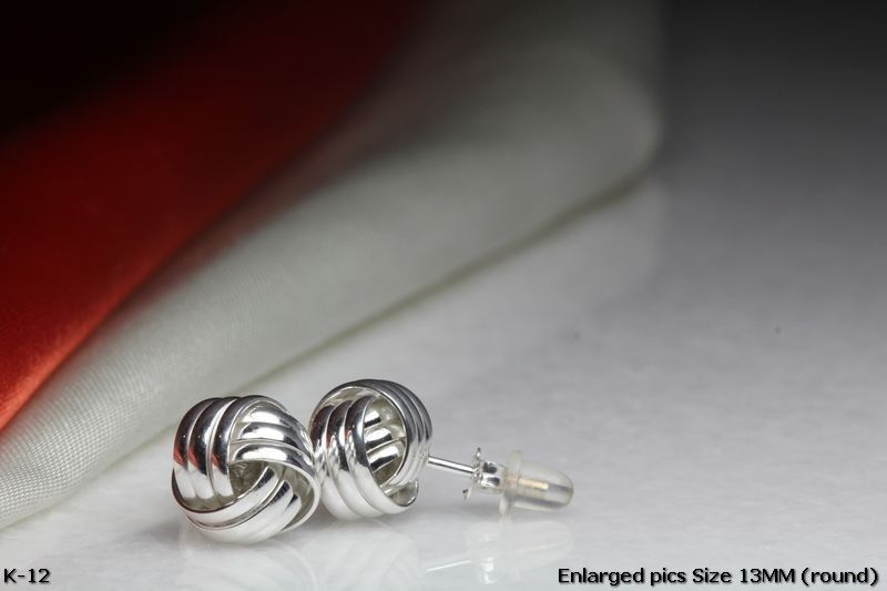 13MM SMOOTH FINISH STERLING SILVER 925 BRAND NEW HIGH QUALITY KNOT STUD EARRINGS