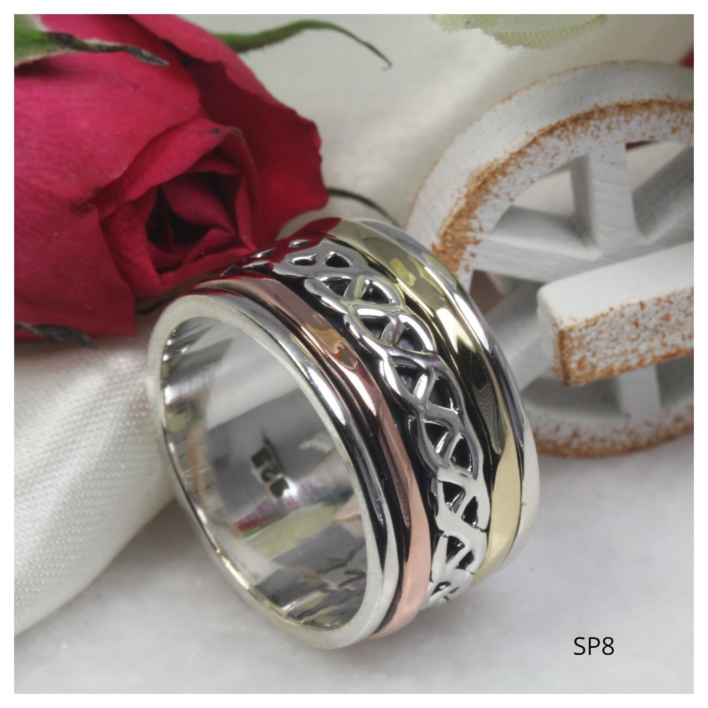 Celtic Sterling Silver Spinner Ring  Rose Gold Spinner Yellow Gold Spinner Ring