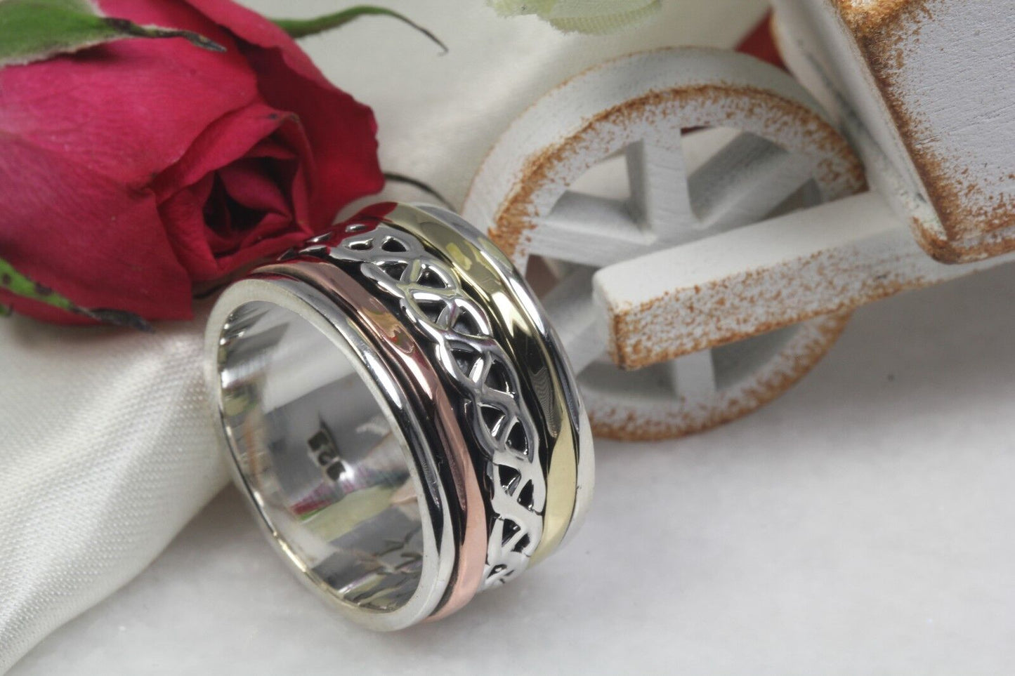 Celtic Sterling Silver Spinner Ring  Rose Gold Spinner Yellow Gold Spinner Ring
