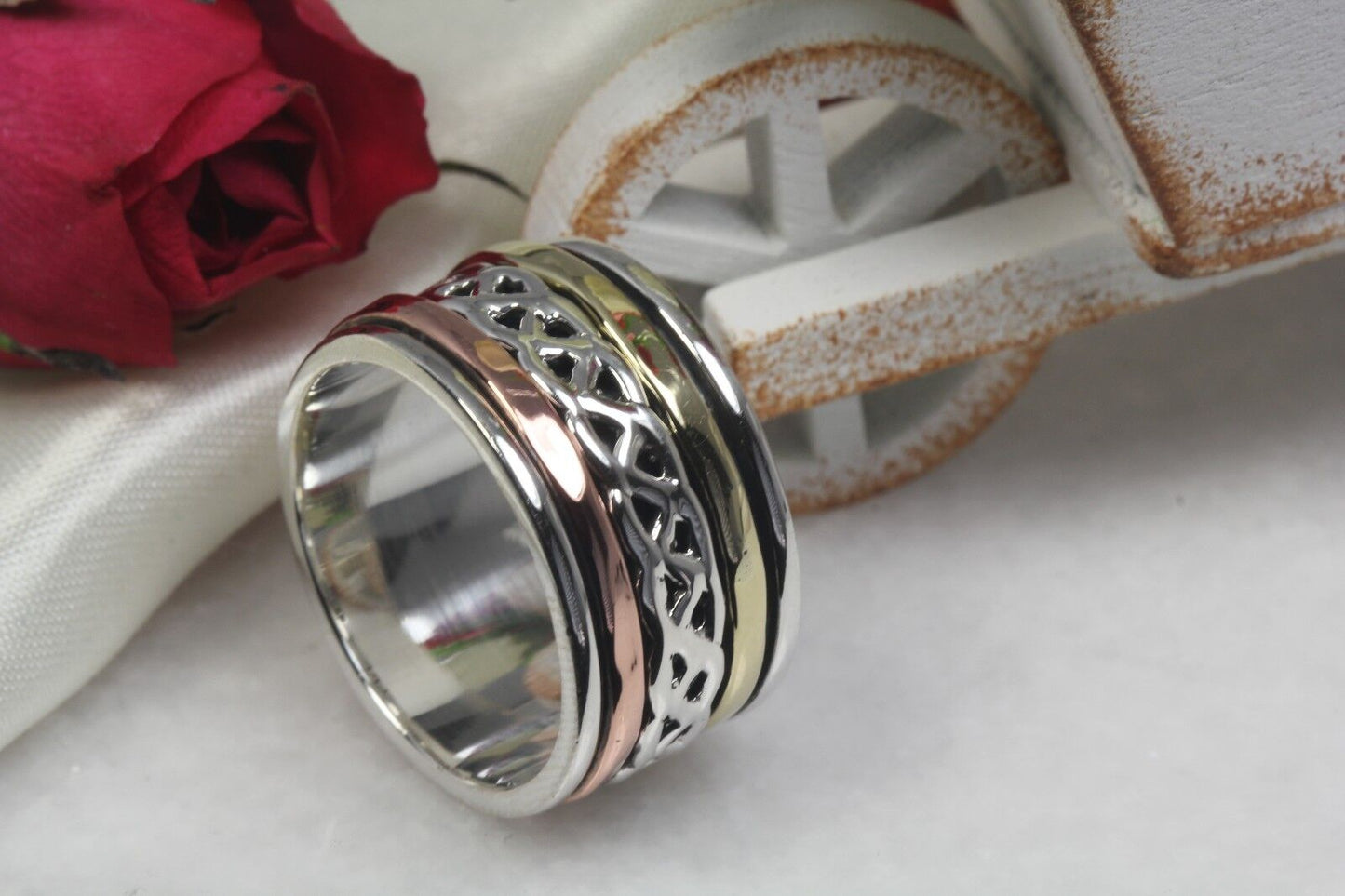 Celtic Sterling Silver Spinner Ring  Rose Gold Spinner Yellow Gold Spinner Ring