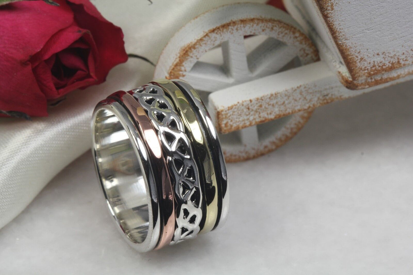 Celtic Sterling Silver Spinner Ring  Rose Gold Spinner Yellow Gold Spinner Ring