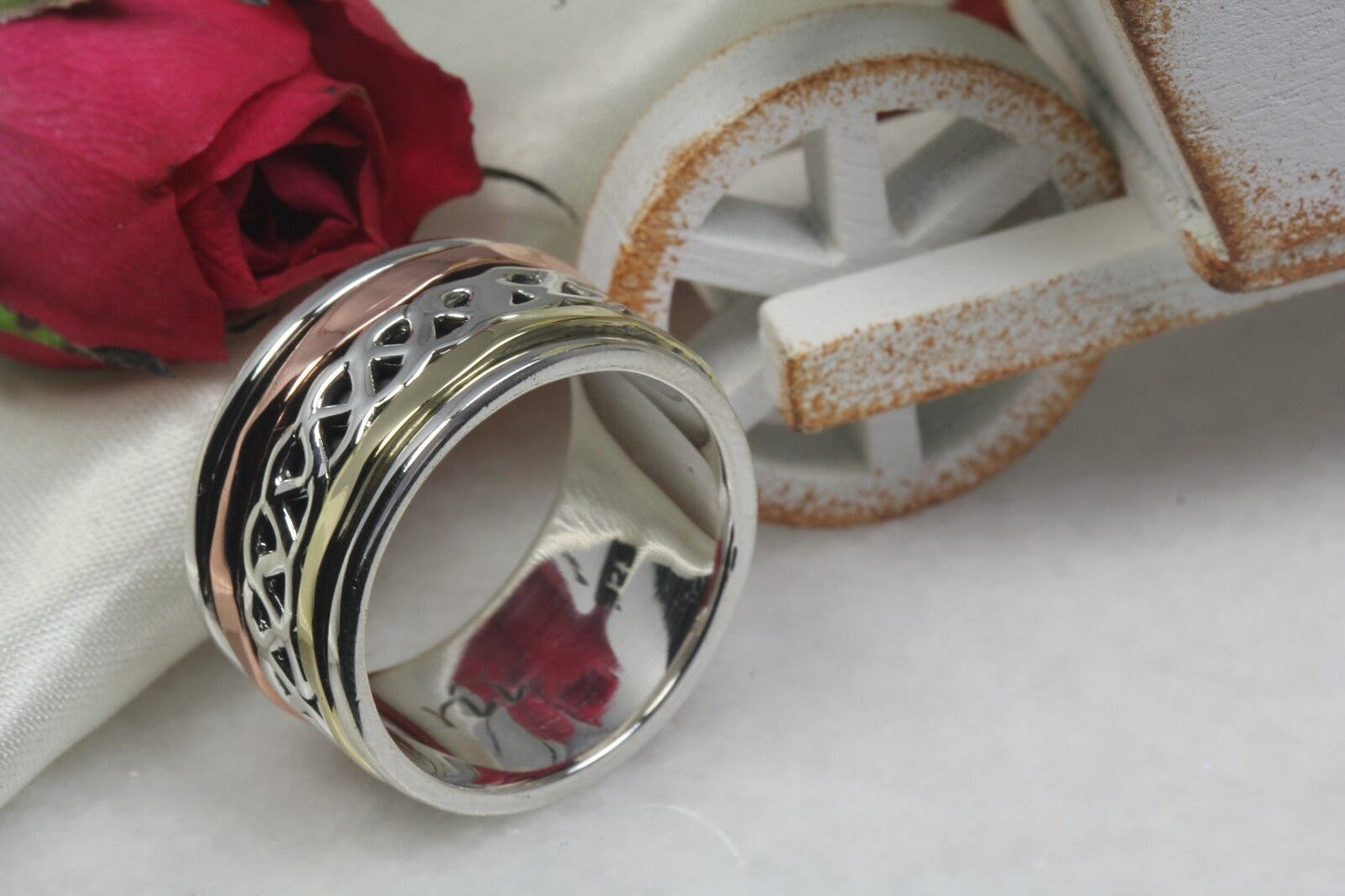 Celtic Sterling Silver Spinner Ring  Rose Gold Spinner Yellow Gold Spinner Ring