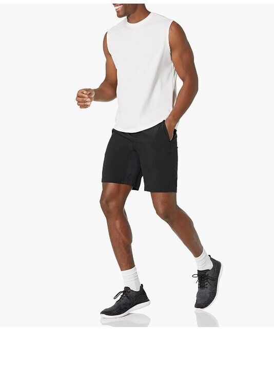 Amazon Essentials Men's 9" Stretch Woven Training Short Black Large