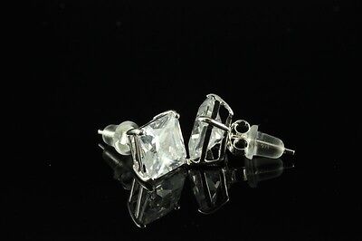 5MM Princess Stud CZ Earrings 925 Sterling Silver 1.21C