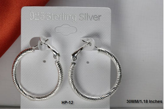 30MM STERLING SILVER 925 TWISTED ROPE BRAND NEW LIGHT WEIGHT NEW HOOP EARRINGS