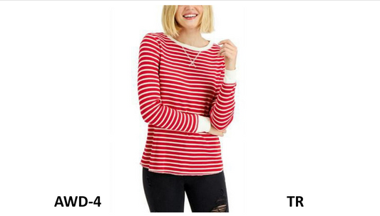 Style & Co Petite Printed Waffle Top for Women, White & Red, Size Petite (PP)