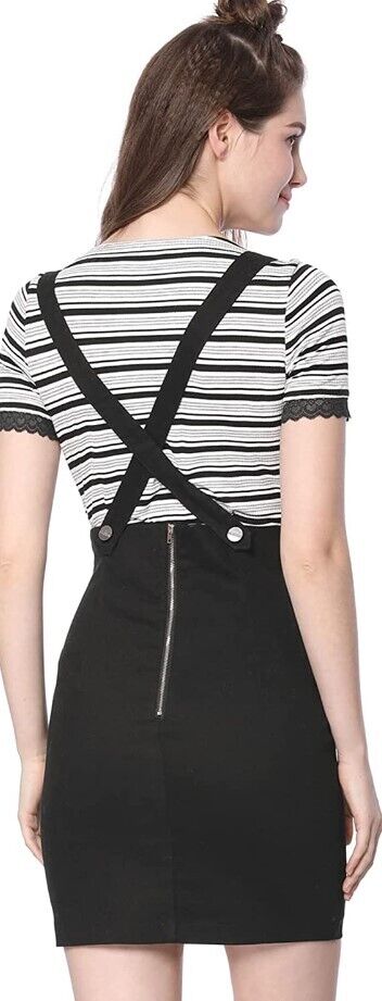 Allegra K Women's High Waist Suspender Adjustable Braces Short skirt Overalls XS