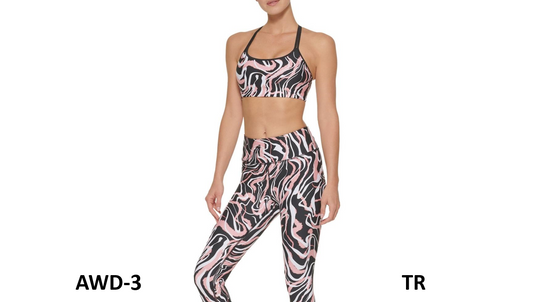 DKNY Women's Marble Print Sports Bra, Black Multi, Size X-Small