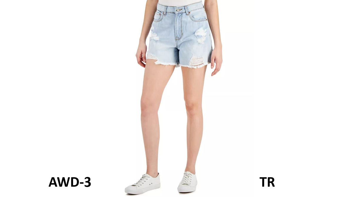 Vanila Star Women's Juniors' Elon Ripped Denim Boyfriend Shorts, Blue, Size 11