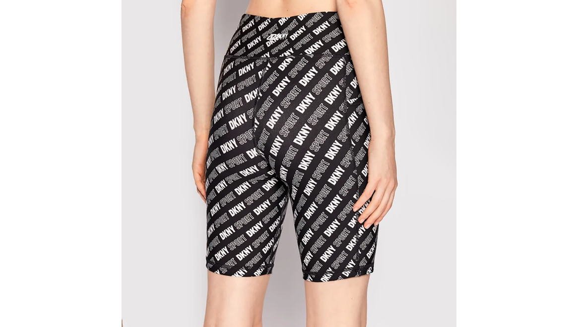DKNY Sport Women's Logo Print High Waist Active Yoga Bike Shorts, Black, X-Small