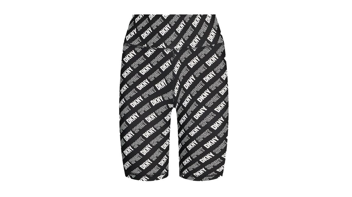 DKNY Sport Women's Logo Print High Waist Active Yoga Bike Shorts, Black, Small