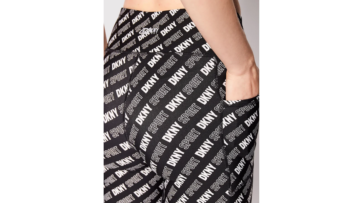 DKNY Sport Women's Logo Print High Waist Active Yoga Bike Shorts, Black, Small