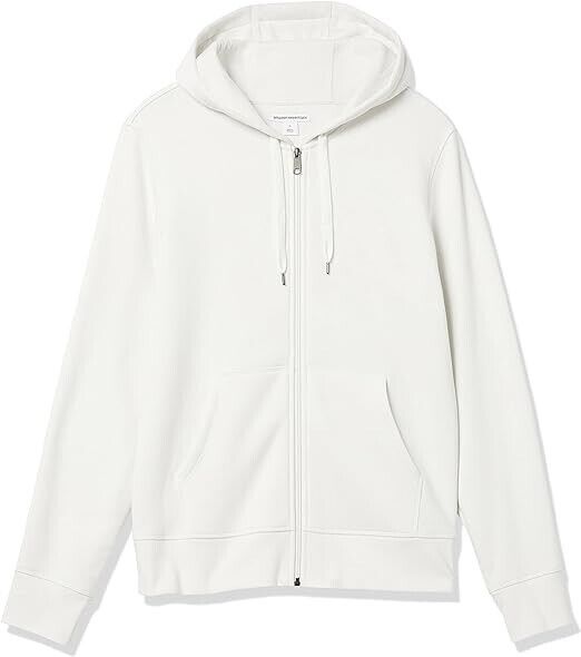 Essentials Men's Full-Zip Hooded Fleece Sweatshirt White,  Size-Large
