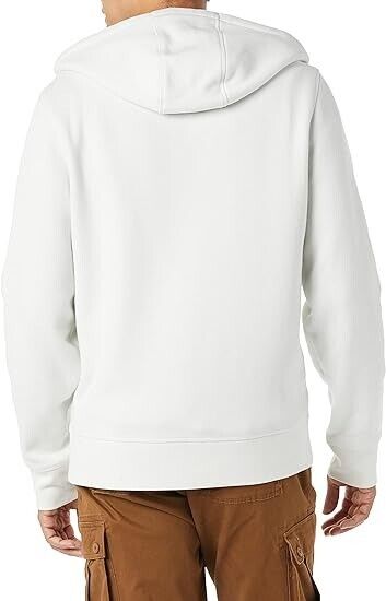 Essentials Men's Full-Zip Hooded Fleece Sweatshirt White,  Size-Large