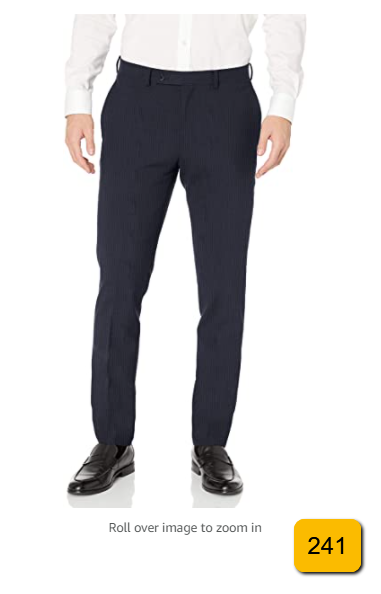 Calvin Klein Mens Stretch Slim Fit Suit separate pants only Blue Pinstripe 35x31
