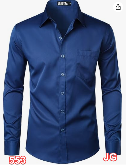 ZEROYAA Men's Urban Stylish Casual Business Slim Fit Long Sleeve Button Size 3XL