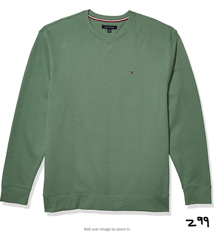 Tommy Hilfiger Men's Plain Crewneck Sweatshirt, Dark Ivy, X-Small