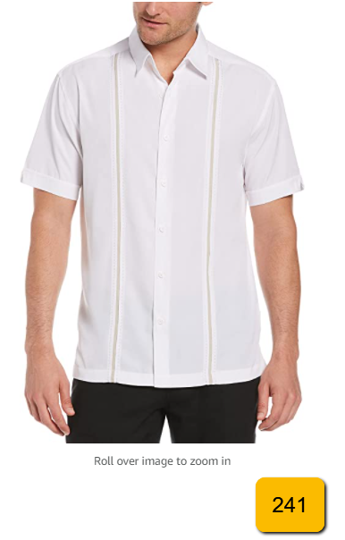 Cubavera mens Short Sleeve Insert Panels Wit Pick Stitch Shirt Bright White 2XLT