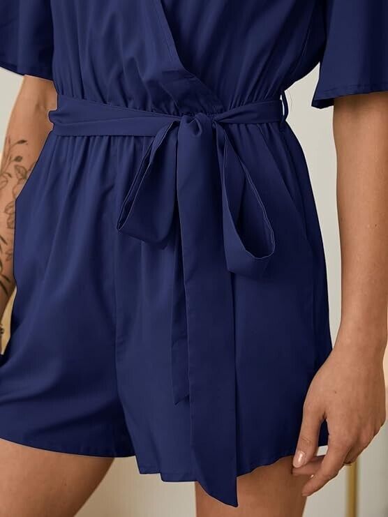 Auxo , Women Short Romper , Summer Sexy Halter , Cute V Neck , Playsuit , Large