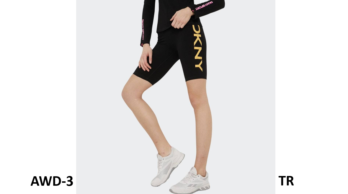 DKNY DISTRESSED CRACKLE LOGO Women's BIKE SHORT, Black, Small
