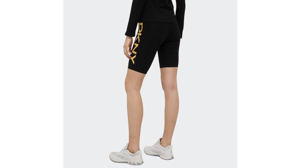 DKNY DISTRESSED CRACKLE LOGO Women's BIKE SHORT, Black, Small