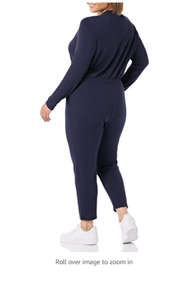 Daily Ritual Women's Supersoft Terry  V-Neck Long-Sleeve Wrap Jumpsuit Navy XS