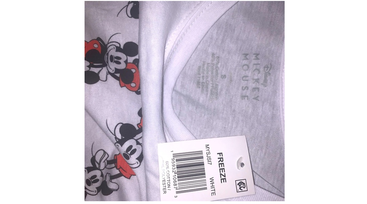 Disney Mickey Mouse Peace Sign White Semi Cropped T-Shirt Women's, X-Small
