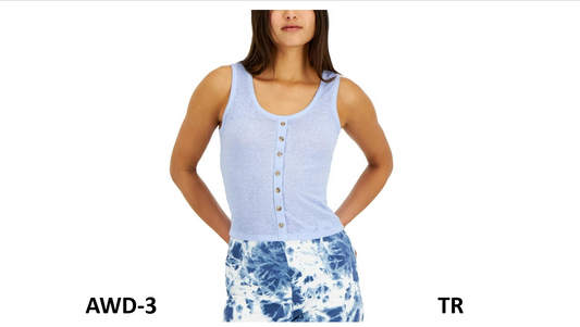 Crave Fame Women's Juniors' Sleeveless Ribbed Tank Top, Brunnera Blue, Small