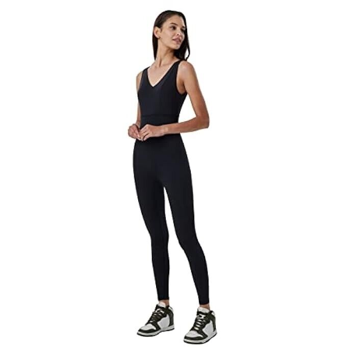 Women One Piece Jumpsuit For Workout Yoga Dance Strappy Athletic Bodysuit, XL